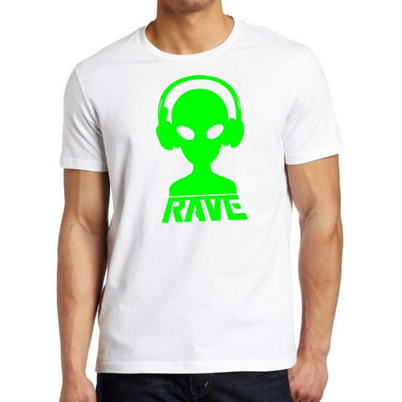 New Junior's Rave Alien DJ Black Long Sleeve V-Neck T Shirt Dance Party EDM V412 
